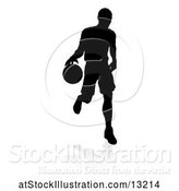 Vector Illustration of Silhouetted Basketball Player Dribbling, with a Reflection or Shadow, on a White Background by AtStockIllustration