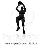 Vector Illustration of Silhouetted Basketball Player, with a Reflection or Shadow, on a White Background by AtStockIllustration