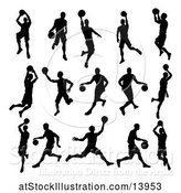 Vector Illustration of Silhouetted Basketball Players by AtStockIllustration