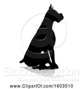 Vector Illustration of Silhouetted Boxer Dog, with a Reflection or Shadow, on a White Background by AtStockIllustration