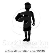 Vector Illustration of Silhouetted Boy Holding a Ball, with a Reflection or Shadow, on a White Background by AtStockIllustration
