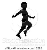 Vector Illustration of Silhouetted Boy Playing, with a Reflection or Shadow, on a White Background by AtStockIllustration