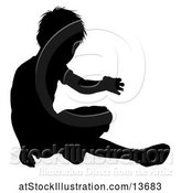 Vector Illustration of Silhouetted Boy Playing with a Reflection or Shadow, on a White Background by AtStockIllustration