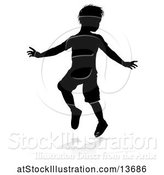 Vector Illustration of Silhouetted Boy Playing with a Reflection or Shadow, on a White Background by AtStockIllustration