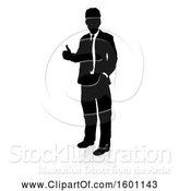 Vector Illustration of Silhouetted Businessman Giving a Thumb Up, with a Reflection or Shadow, on a White Background by AtStockIllustration