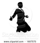 Vector Illustration of Silhouetted Businessman Kneeling and Worshiping, with a Shadow on a White Background by AtStockIllustration