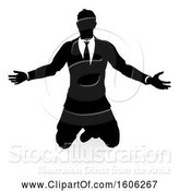 Vector Illustration of Silhouetted Businessman Kneeling, with a Reflection or Shadow, on a White Background by AtStockIllustration