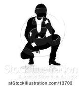 Vector Illustration of Silhouetted Businesswoman Crouching, with a Shadow on a White Background by AtStockIllustration