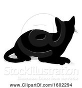 Vector Illustration of Silhouetted Cat, with a Shadow or Reflection, on a White Background by AtStockIllustration