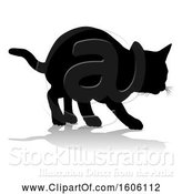 Vector Illustration of Silhouetted Cat, with a Shadow or Reflection, on a White Background by AtStockIllustration