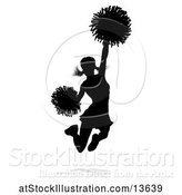 Vector Illustration of Silhouetted Cheerleader Jumping, with a Reflection or Shadow by AtStockIllustration