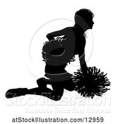 Vector Illustration of Silhouetted Cheerleader, with a Reflection or Shadow, on a White Background by AtStockIllustration