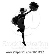 Vector Illustration of Silhouetted Cheerleader, with a Reflection or Shadow, on a White Background by AtStockIllustration