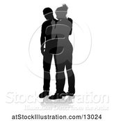 Vector Illustration of Silhouetted Couple, with a Reflection or Shadow, on a White Background by AtStockIllustration