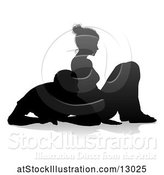 Vector Illustration of Silhouetted Couple, with a Reflection or Shadow, on a White Background by AtStockIllustration