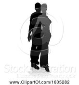 Vector Illustration of Silhouetted Couple, with a Reflection or Shadow, on a White Background by AtStockIllustration