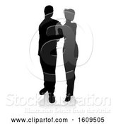 Vector Illustration of Silhouetted Couple, with a Reflection or Shadow, on a White Background by AtStockIllustration