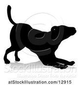 Vector Illustration of Silhouetted Dog, with a Reflection or Shadow, on a White Background by AtStockIllustration