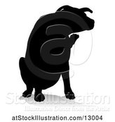 Vector Illustration of Silhouetted Dog, with a Reflection or Shadow, on a White Background by AtStockIllustration