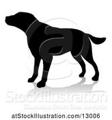 Vector Illustration of Silhouetted Dog, with a Reflection or Shadow, on a White Background by AtStockIllustration