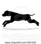 Vector Illustration of Silhouetted Dog, with a Reflection or Shadow, on a White Background by AtStockIllustration