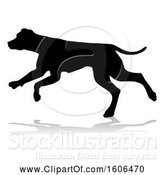 Vector Illustration of Silhouetted Dog, with a Reflection or Shadow, on a White Background by AtStockIllustration