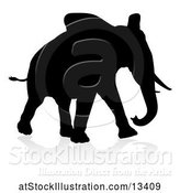 Vector Illustration of Silhouetted Elephant, with a Reflection on a White Background by AtStockIllustration