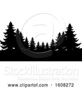 Vector Illustration of Silhouetted Evergreen Trees by AtStockIllustration