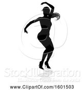 Vector Illustration of Silhouetted Female Dancer in Heels, with a Shadow, on a White Background by AtStockIllustration