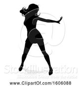 Vector Illustration of Silhouetted Female Dancer in Heels, with a Shadow, on a White Background by AtStockIllustration