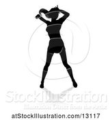 Vector Illustration of Silhouetted Female Dancer with a Reflection or Shadow, on a White Background by AtStockIllustration