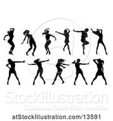 Vector Illustration of Silhouetted Female Dancers by AtStockIllustration
