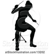 Vector Illustration of Silhouetted Female Drummer by AtStockIllustration