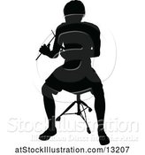 Vector Illustration of Silhouetted Female Drummer by AtStockIllustration