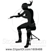 Vector Illustration of Silhouetted Female Drummer by AtStockIllustration