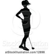 Vector Illustration of Silhouetted Female Golfer by AtStockIllustration