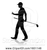 Vector Illustration of Silhouetted Female Golfer, with a Reflection or Shadow, on a White Background by AtStockIllustration