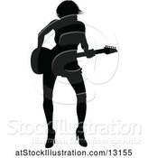 Vector Illustration of Silhouetted Female Guitarist by AtStockIllustration