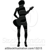 Vector Illustration of Silhouetted Female Guitarist by AtStockIllustration