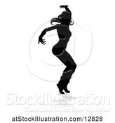 Vector Illustration of Silhouetted Female Hip Hop Dancer, with a Reflection or Shadow, on a White Background by AtStockIllustration