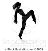 Vector Illustration of Silhouetted Female Hip Hop Dancer with a Reflection or Shadow, on a White Background by AtStockIllustration