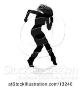 Vector Illustration of Silhouetted Female Hip Hop Dancer with a Reflection or Shadow, on a White Background by AtStockIllustration