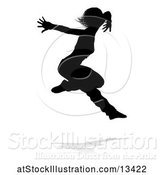 Vector Illustration of Silhouetted Female Hip Hop Dancer with a Reflection or Shadow, on a White Background by AtStockIllustration