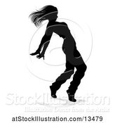 Vector Illustration of Silhouetted Female Hip Hop Dancer with a Reflection or Shadow, on a White Background by AtStockIllustration