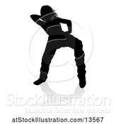 Vector Illustration of Silhouetted Female Hip Hop Dancer with a Reflection or Shadow, on a White Background by AtStockIllustration