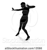 Vector Illustration of Silhouetted Female Hip Hop Dancer with a Reflection or Shadow, on a White Background by AtStockIllustration