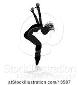 Vector Illustration of Silhouetted Female Hip Hop Dancer with a Reflection or Shadow, on a White Background by AtStockIllustration