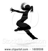 Vector Illustration of Silhouetted Female Hip Hop Dancer, with a Reflection or Shadow, on a White Background by AtStockIllustration