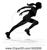 Vector Illustration of Silhouetted Female Runner, with a Reflection or Shadow, on a White Background by AtStockIllustration