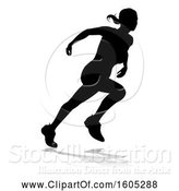 Vector Illustration of Silhouetted Female Runner, with a Reflection or Shadow, on a White Background by AtStockIllustration